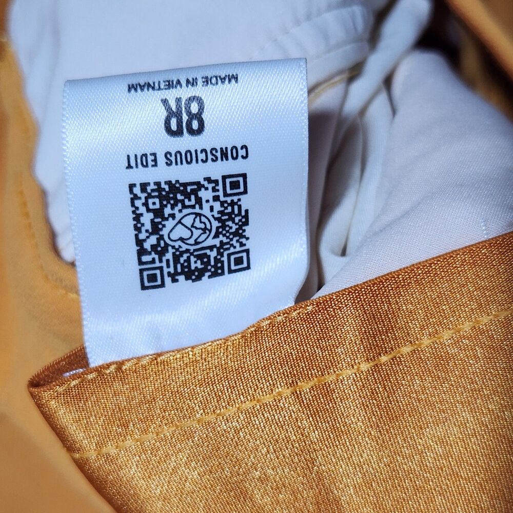 EXPRESS Editor Relaxed Trouser Mustard Yellow Size 8R Mid Rise Dress Pants - Picture 7 of 8